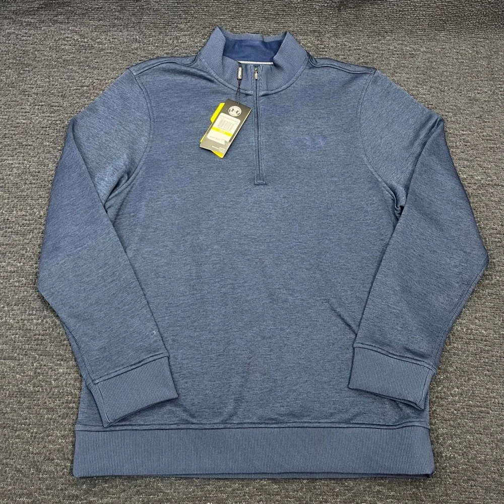 Under Armour Mens Storm ColdGear 1/4 Zip Pullover Blue Heather Medium NWT